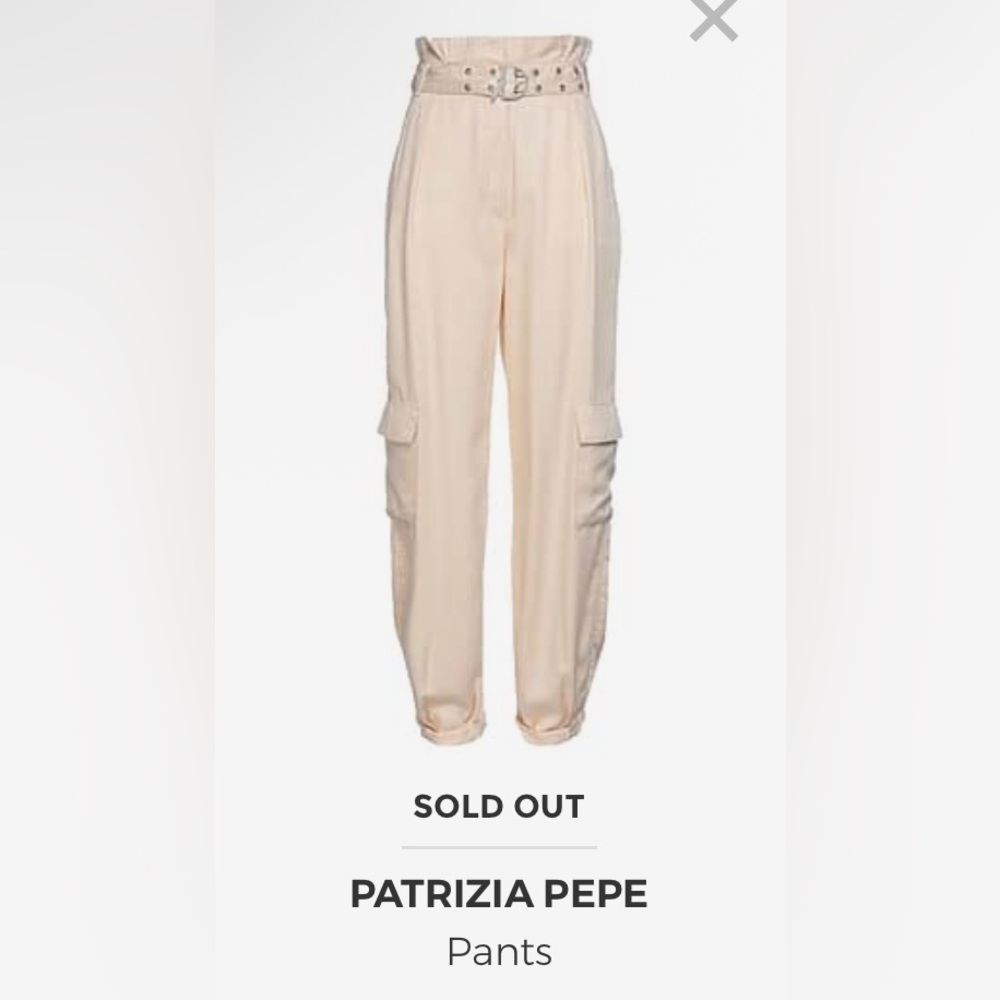 $145 🇮🇹 Sz2 (24/XS) Patrizia Pepe CARGO BELTED Pants PEACH Cream Wide Utility